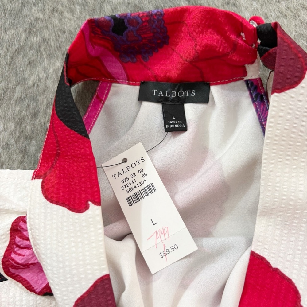 NWT Talbots Blooming Floral Tie Neck Halter Blouse - Picture 4 of 11